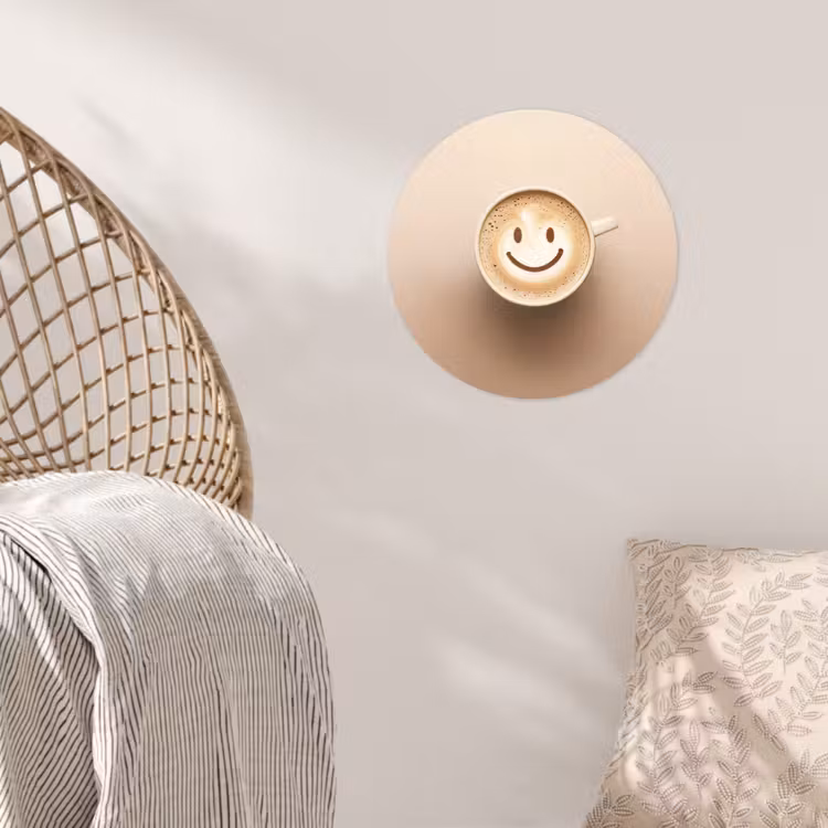 Behangcirkel - Koffie - Melkschuim - Lach - Beige — 5