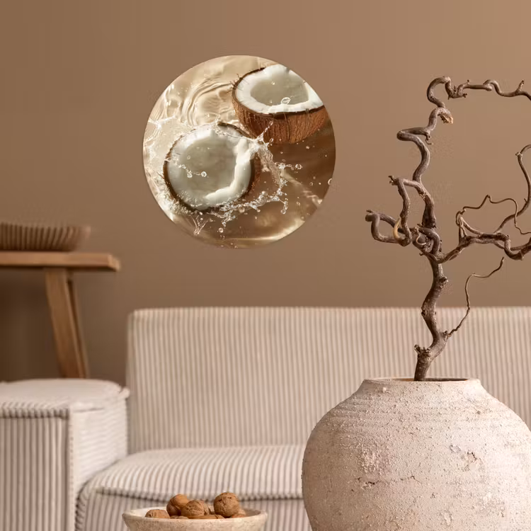 Behangcirkel - Kokosnoot - Water - Beige - Spetters — 2
