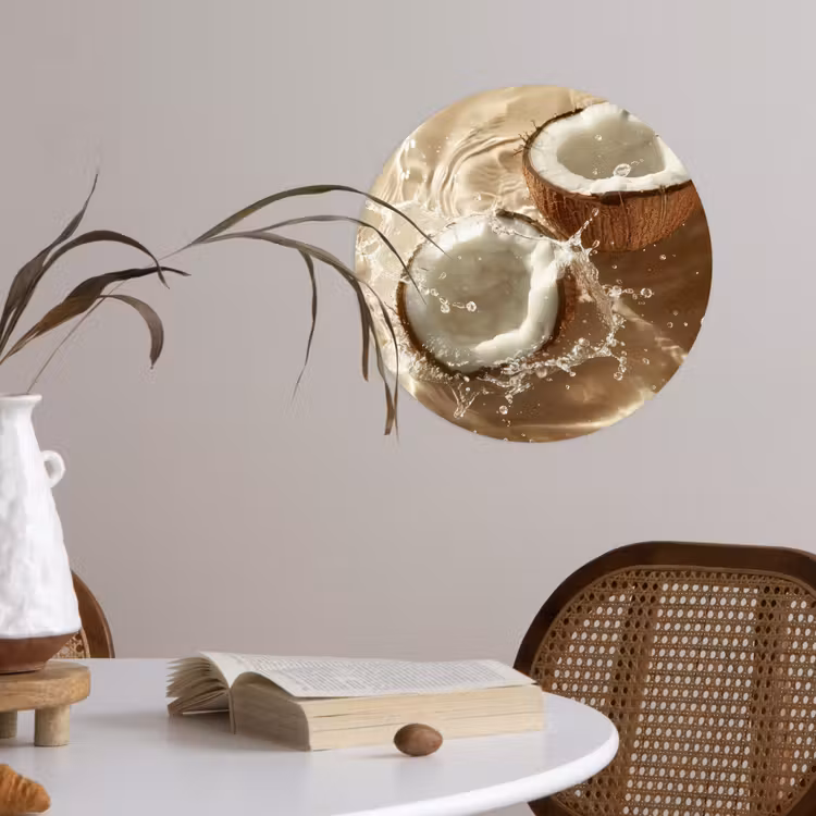 Behangcirkel - Kokosnoot - Water - Beige - Spetters — 4
