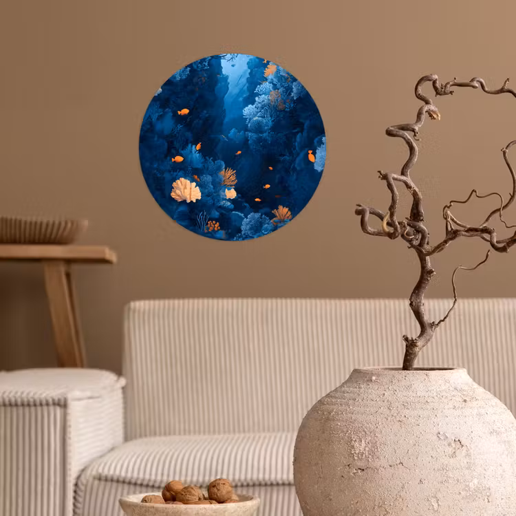 Behangcirkel - Koraalrif - Vissen - Oceaan - Blauw — 2