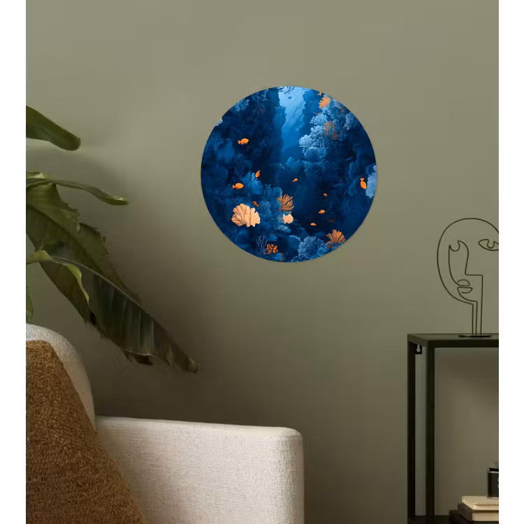 Behangcirkel - Koraalrif - Vissen - Oceaan - Blauw — 3