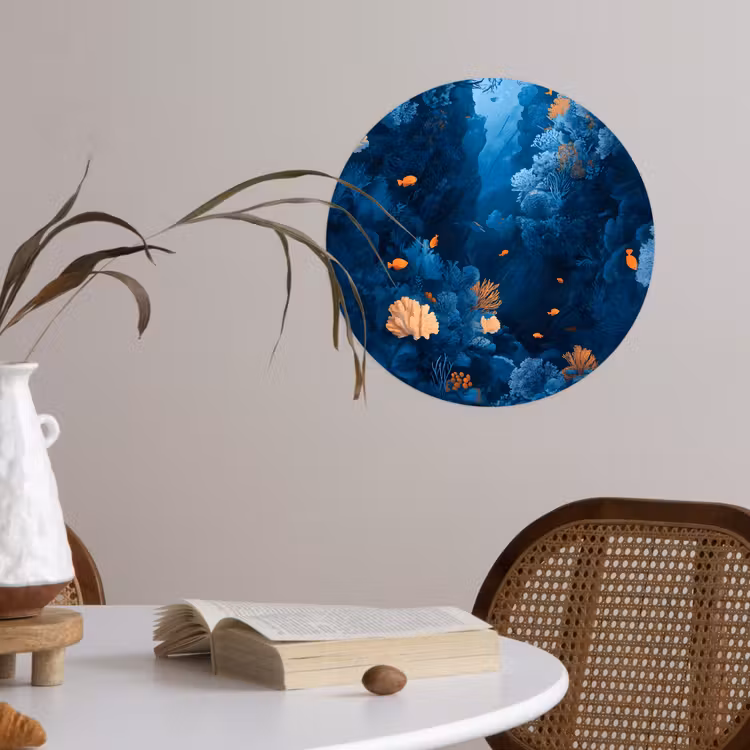 Behangcirkel - Koraalrif - Vissen - Oceaan - Blauw — 4