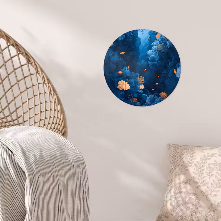 Behangcirkel - Koraalrif - Vissen - Oceaan - Blauw — 5