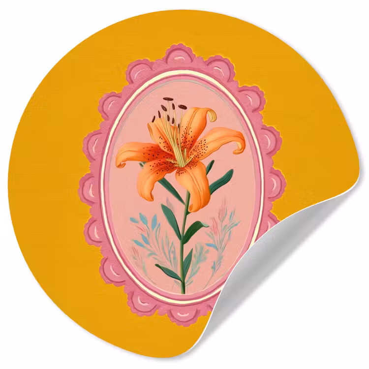 Behangcirkel - Lelie - Oranje - Lijst - Ovaal — 1
