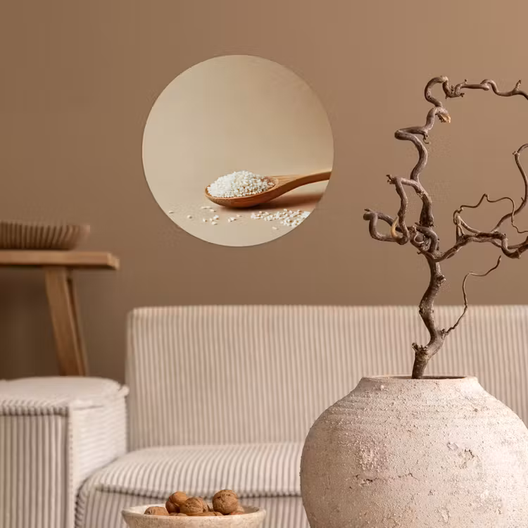 Behangcirkel - Lepel - Rijst - Hout - Beige — 2