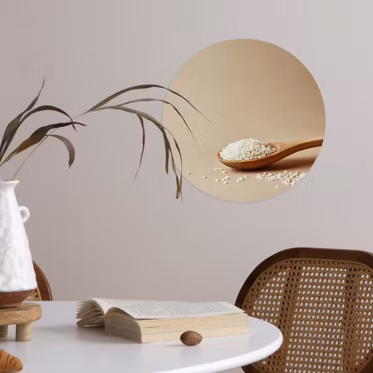 Behangcirkel - Lepel - Rijst - Hout - Beige — 4