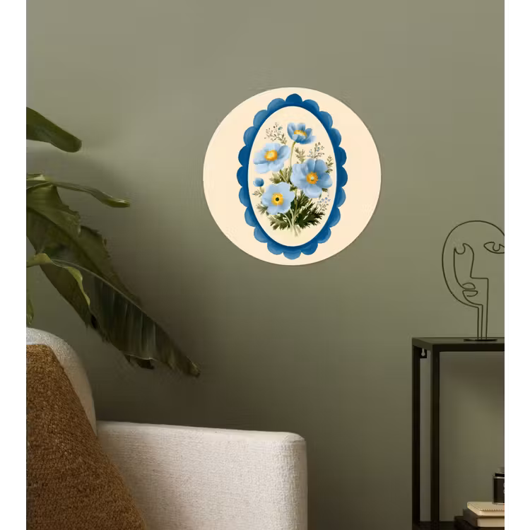 Behangcirkel - Lijst - Bloemen - Lichtblauw - Illustratie — 3