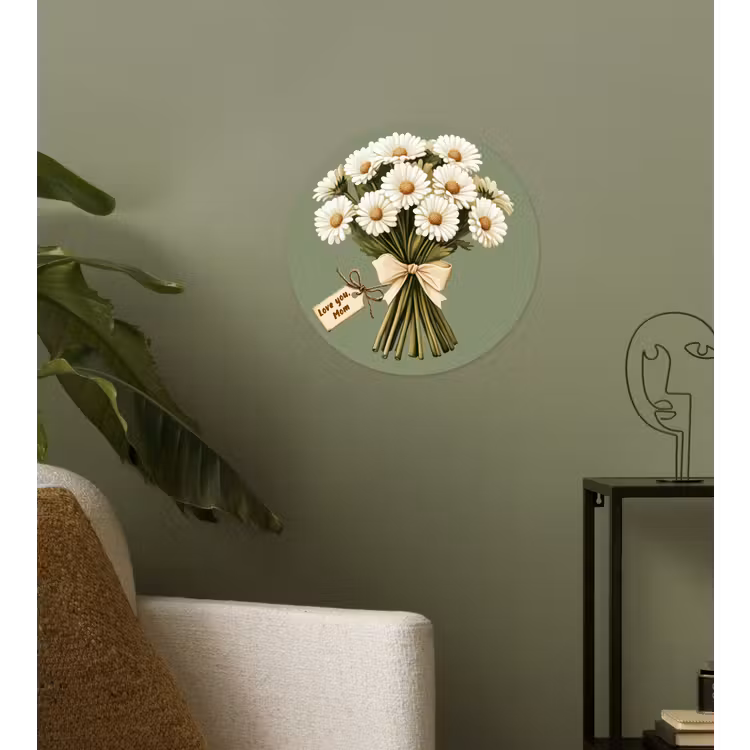 Behangcirkel - Lint - Boeket - Groen - Quote — 3