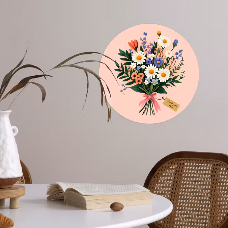 Behangcirkel - Margrieten - Boeket - Strikje - Roze — 4