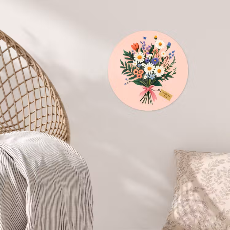 Behangcirkel - Margrieten - Boeket - Strikje - Roze — 5