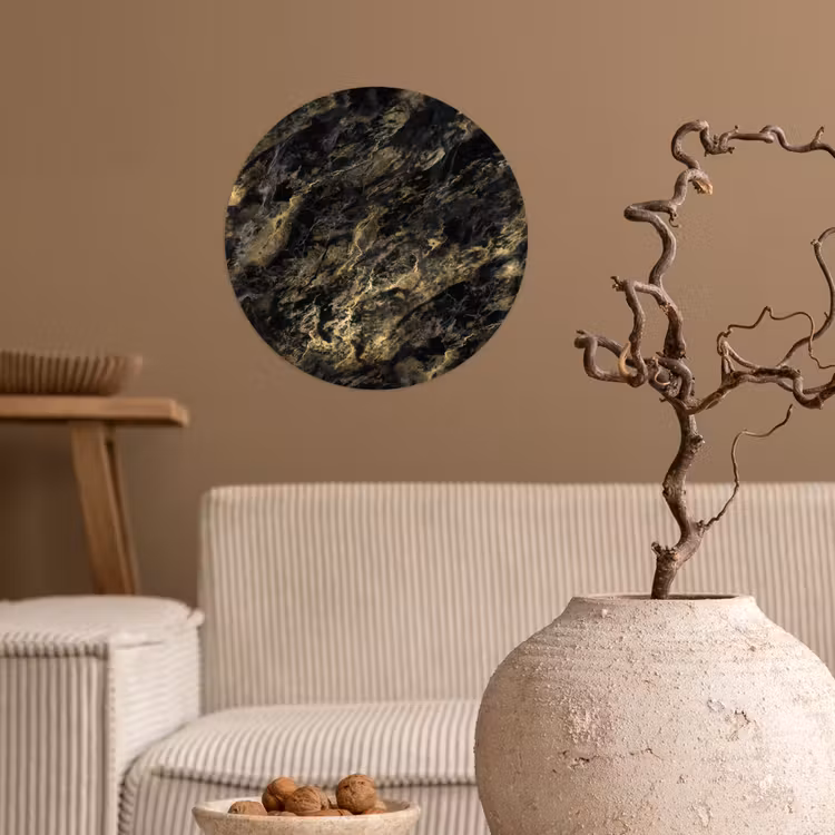 Behangcirkel - Marmer - Zwart - Goud — 2
