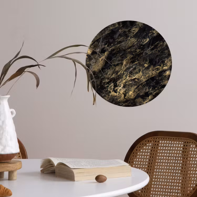 Behangcirkel - Marmer - Zwart - Goud — 4