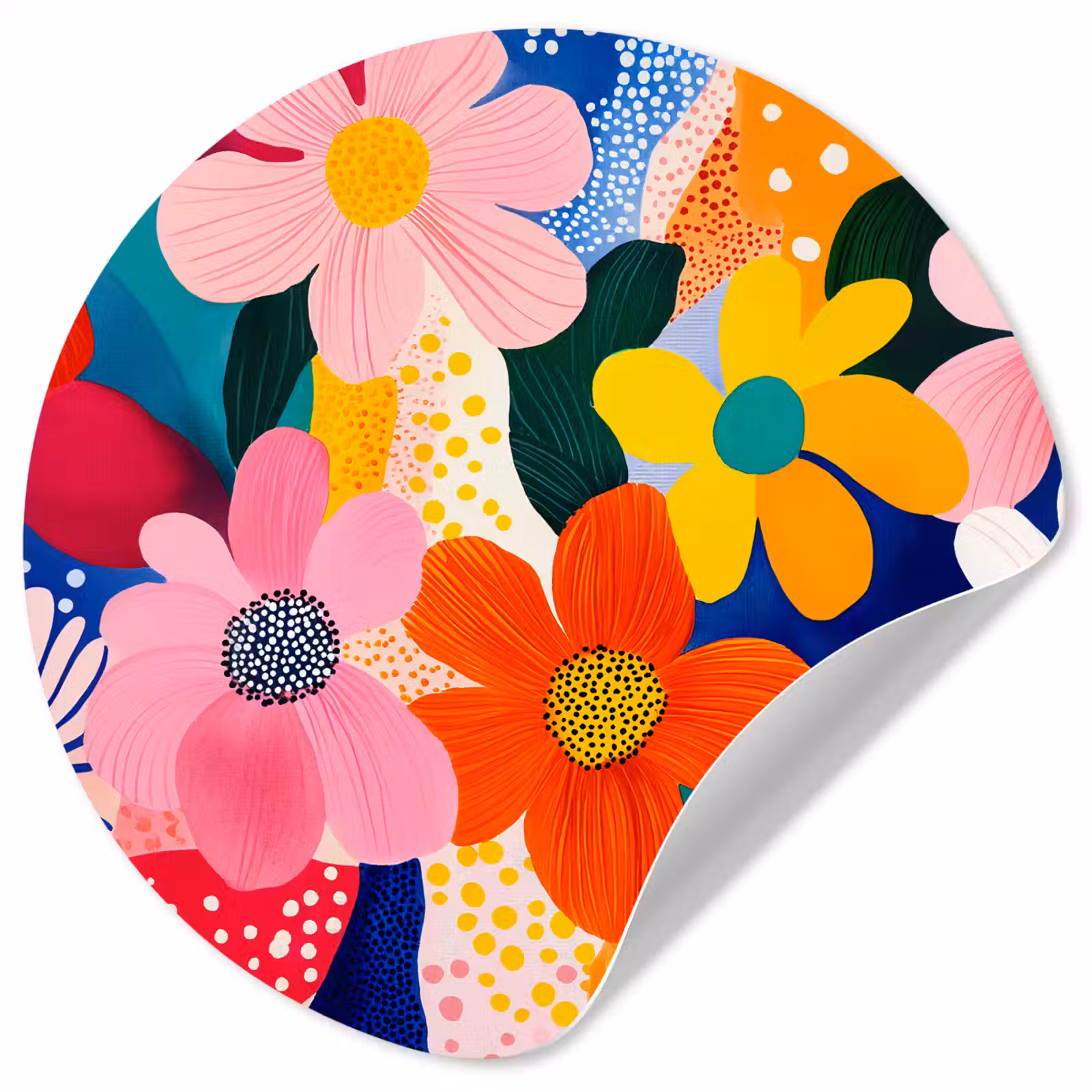 Behangcirkel - Bloemen - Kleurrijk - Stippen — 1