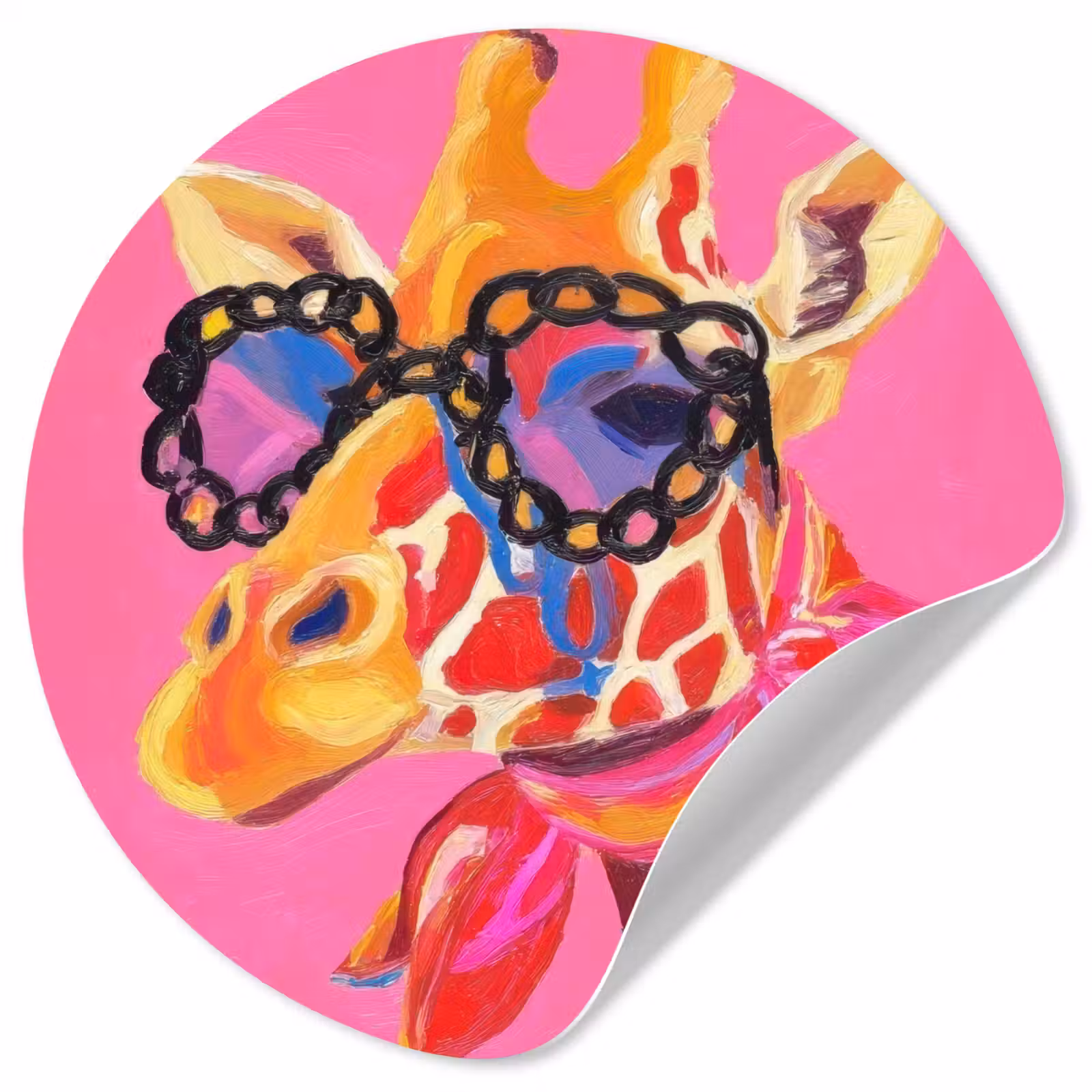 Behangcirkel - Giraf - Roze - Bril - Sjaal — 1