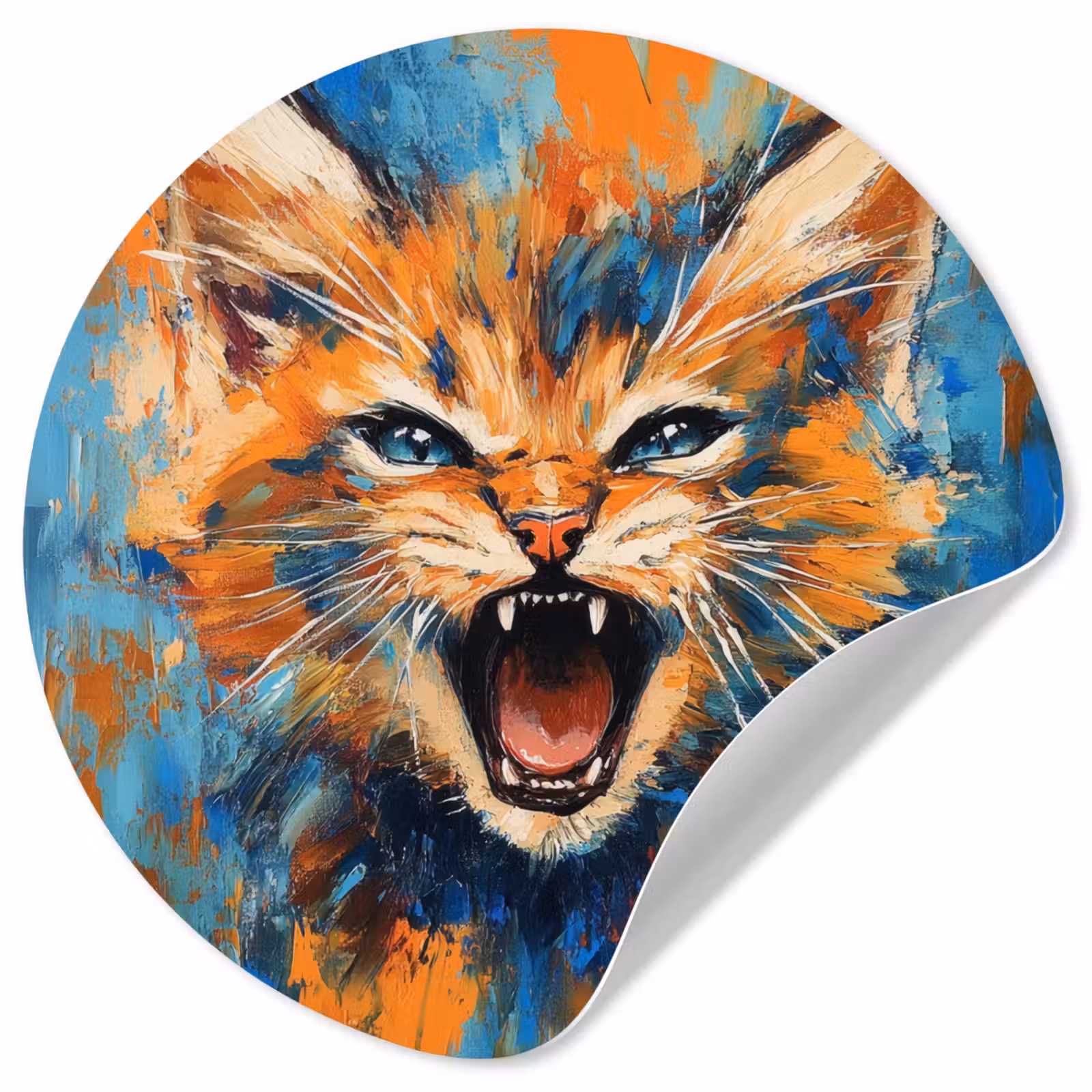 Behangcirkel - Kat - Kleurrijk - Oranje - Blauw — 1
