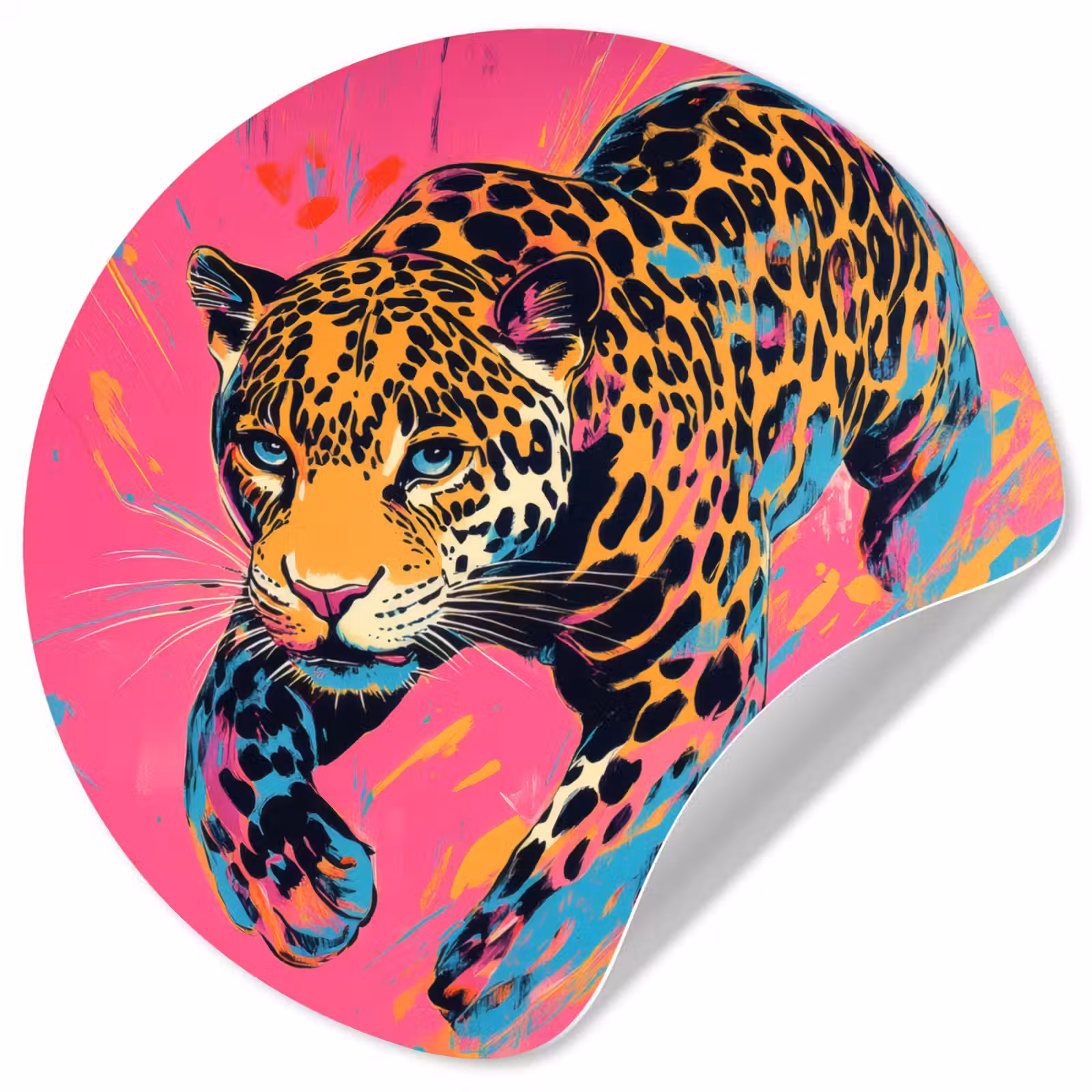 Behangcirkel - Luipaard - Roze - Oranje - Blauw - Verf — 1