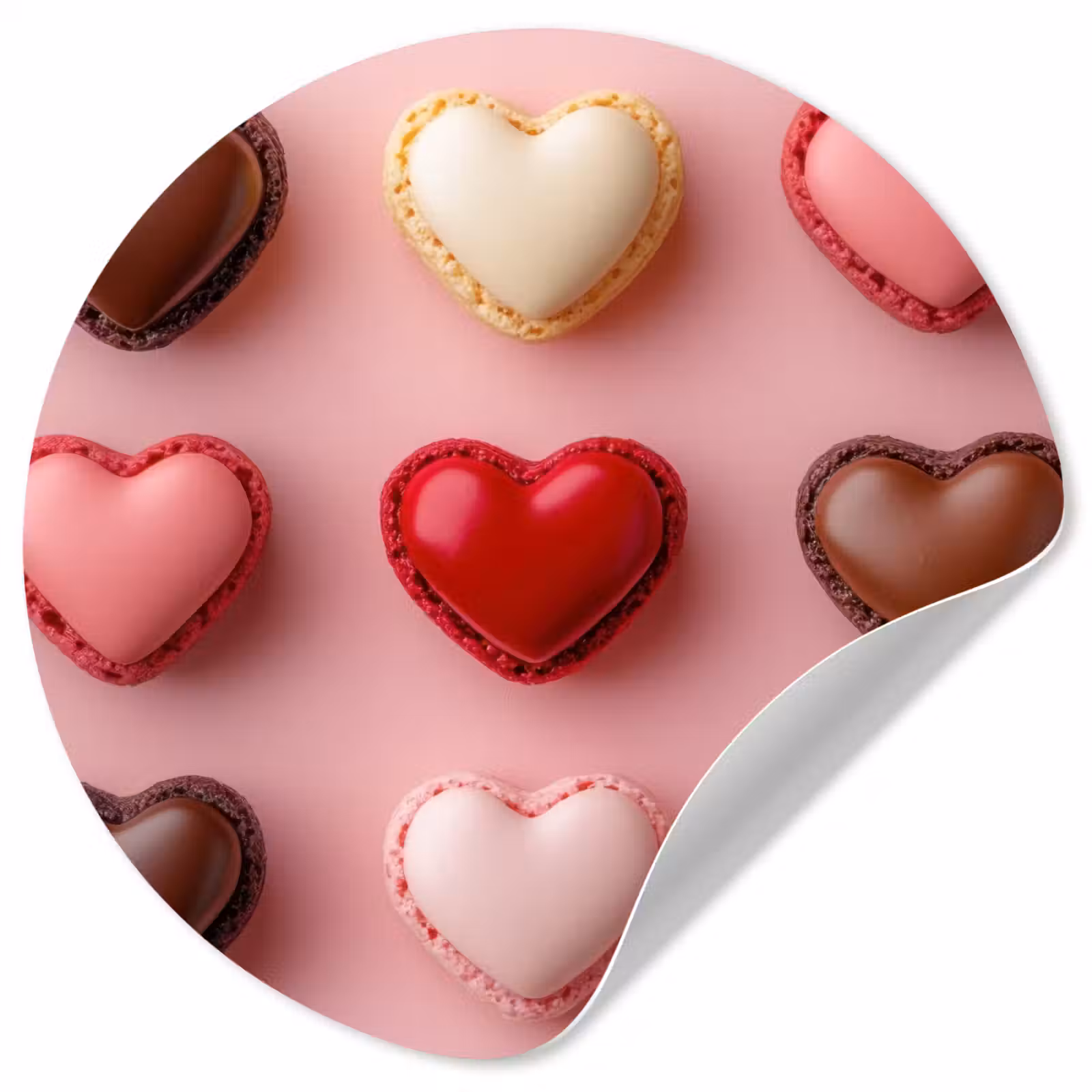 Behangcirkel - Macarons - Hartjes - Kleurrijk - Roze — 1