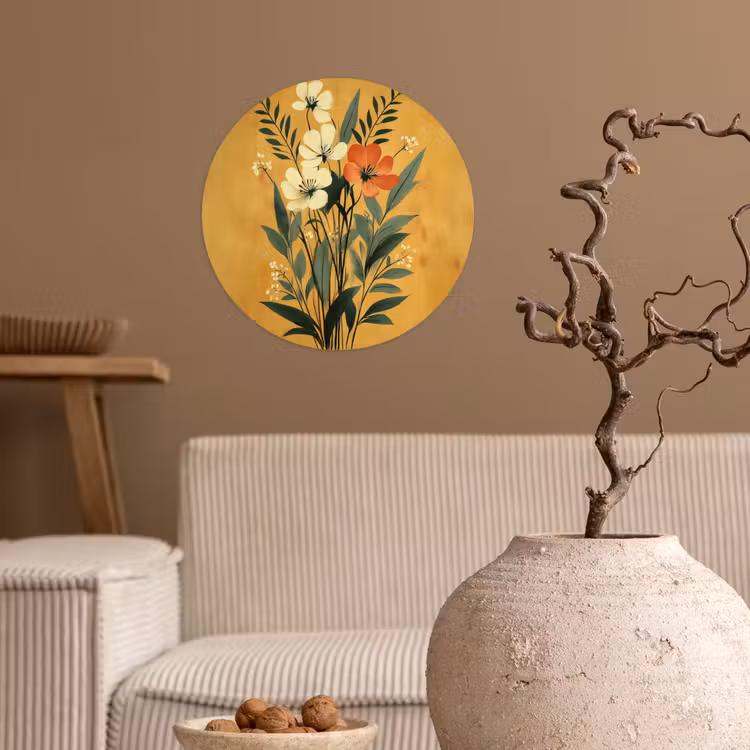 Behangcirkel - Bladeren - Boeket - Bloemen - Geel — 2