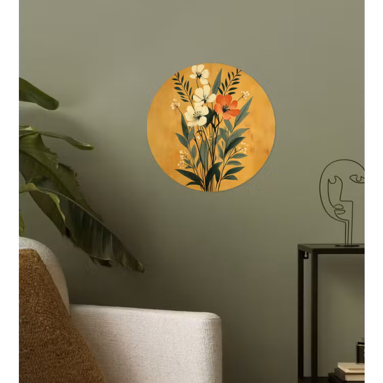 Behangcirkel - Bladeren - Boeket - Bloemen - Geel — 3