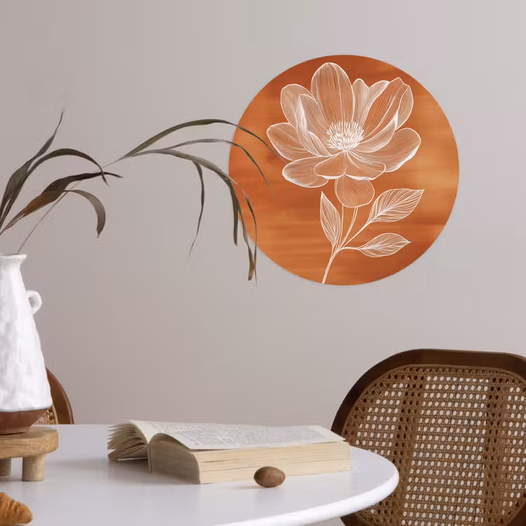 Behangcirkel - Bloem - Minimalistisch - Wit — 4