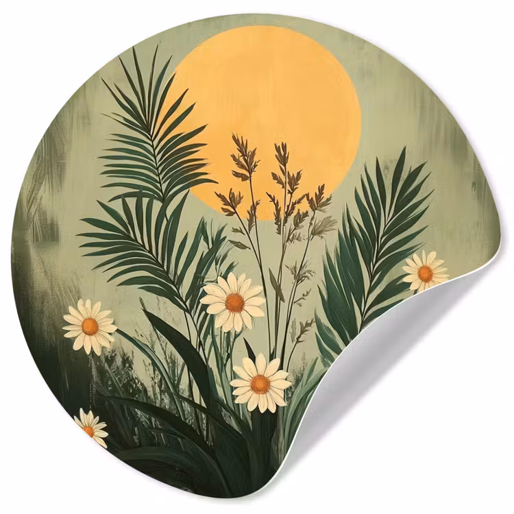 Behangcirkel - Bloemen - Bladeren - Zon - Groen — 1