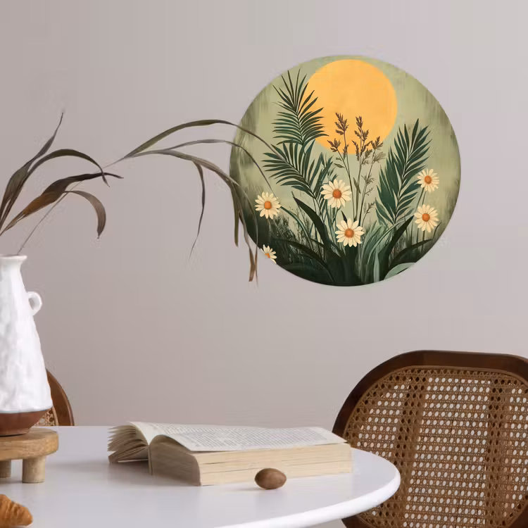 Behangcirkel - Bloemen - Bladeren - Zon - Groen — 4