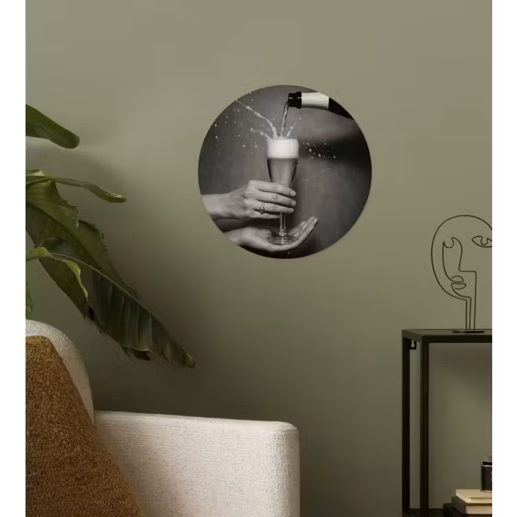 Behangcirkel - Champagnefles - Glas - Minimalistisch - Spetters — 3