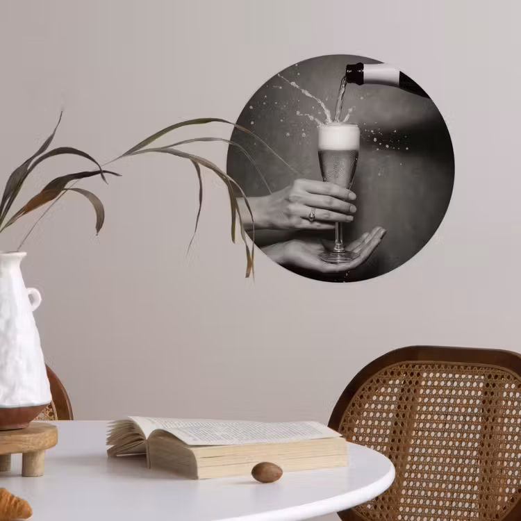 Behangcirkel - Champagnefles - Glas - Minimalistisch - Spetters — 4
