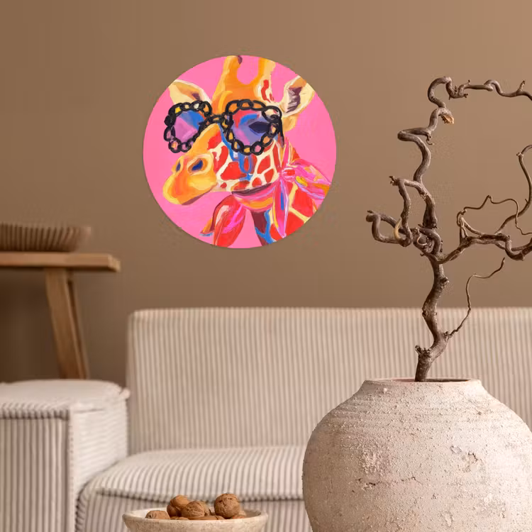 Behangcirkel - Giraf - Roze - Bril - Sjaal — 2