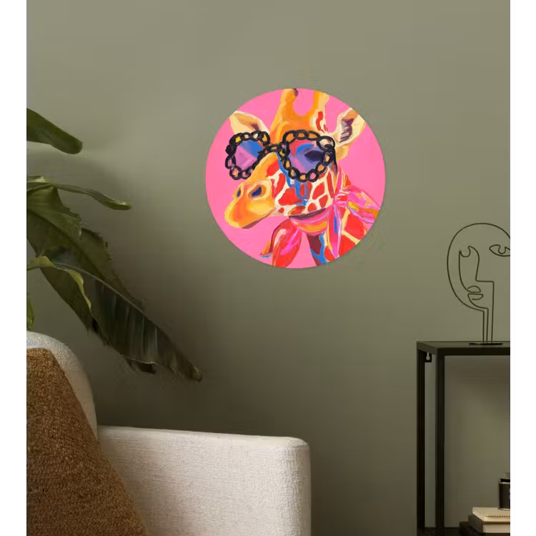 Behangcirkel - Giraf - Roze - Bril - Sjaal — 3
