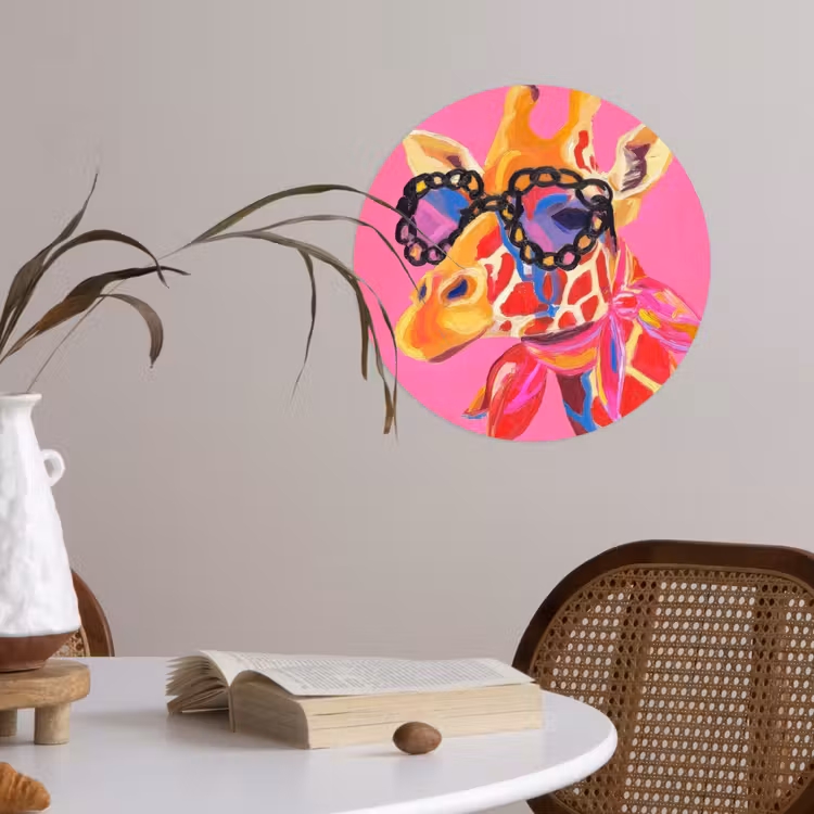 Behangcirkel - Giraf - Roze - Bril - Sjaal — 4