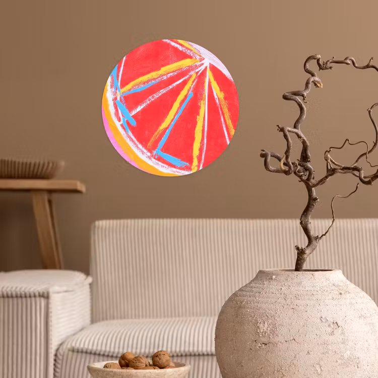 Behangcirkel - Grapefruit - Geschilderd - Roze - Strepen — 2