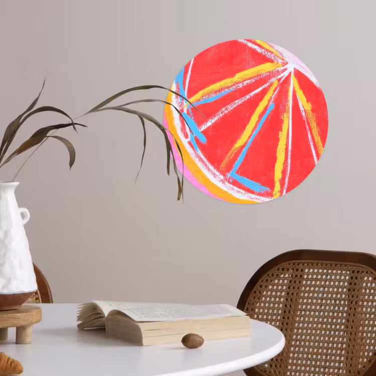 Behangcirkel - Grapefruit - Geschilderd - Roze - Strepen — 4