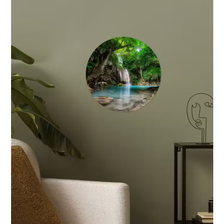 Behangcirkel - Jungle - Waterval - Planten - Water - Natuur — 3
