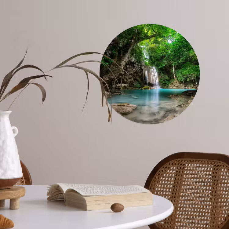 Behangcirkel - Jungle - Waterval - Planten - Water - Natuur — 4