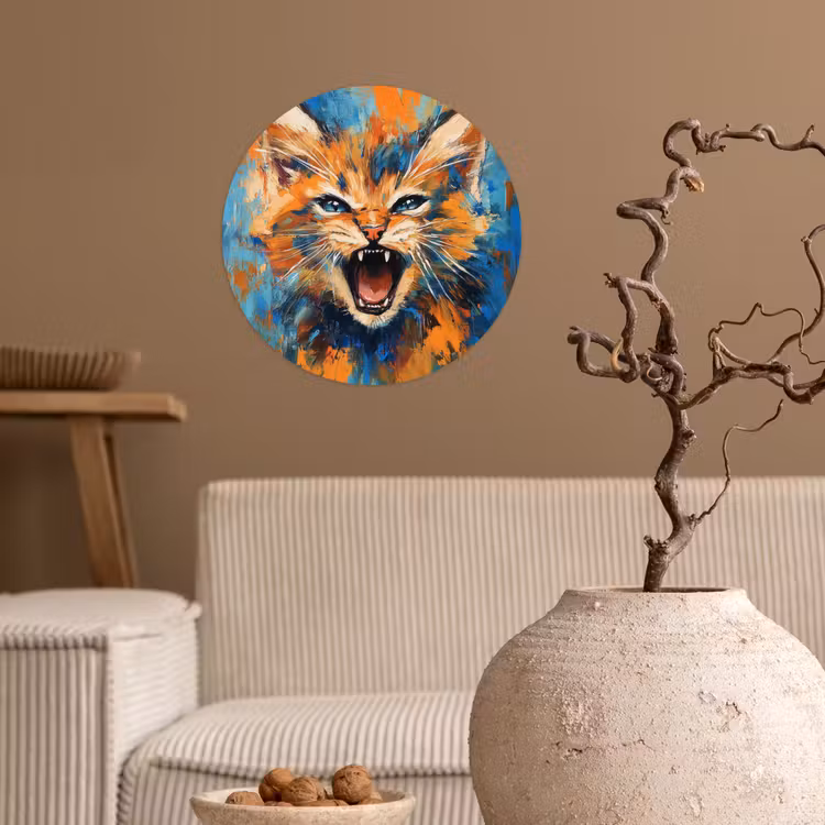 Behangcirkel - Kat - Kleurrijk - Oranje - Blauw — 2
