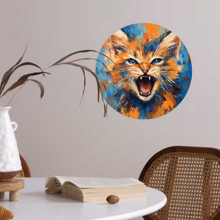 Behangcirkel - Kat - Kleurrijk - Oranje - Blauw — 4