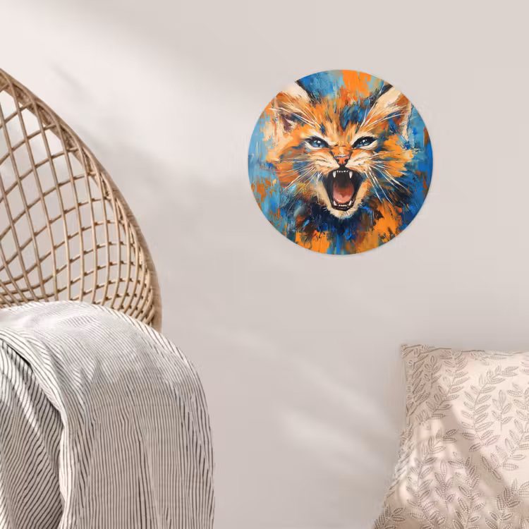 Behangcirkel - Kat - Kleurrijk - Oranje - Blauw — 5