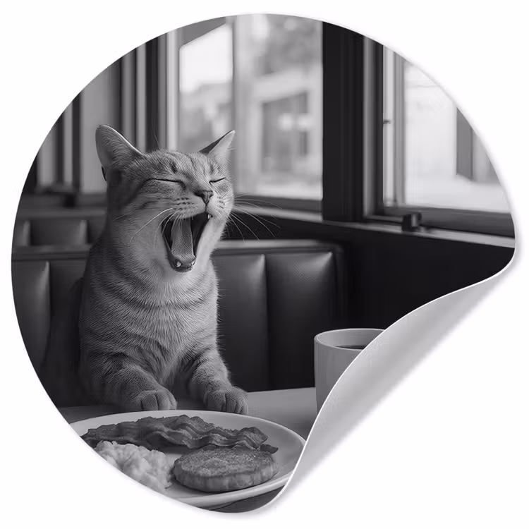 Behangcirkel - Kat - Koffie - Brood - Zwart — 1