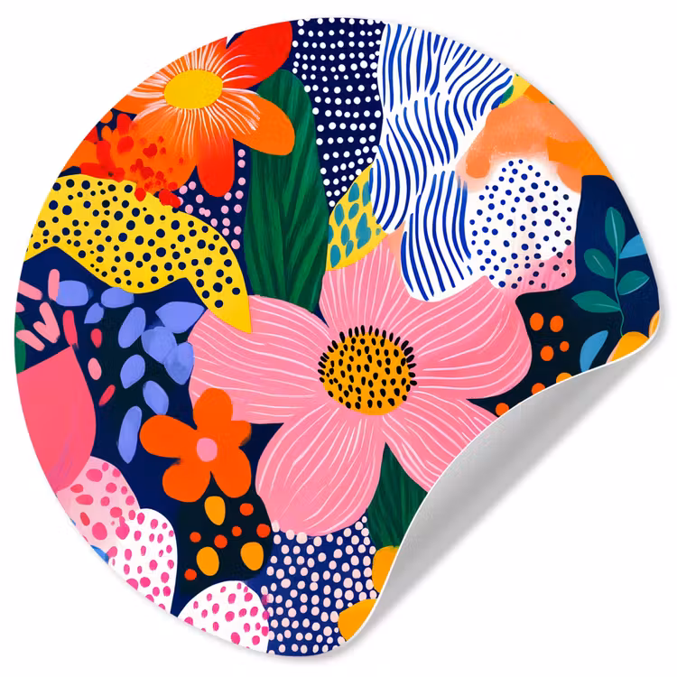 Behangcirkel - Kleurrijk - Bloemen - Abstract - Stippen — 1