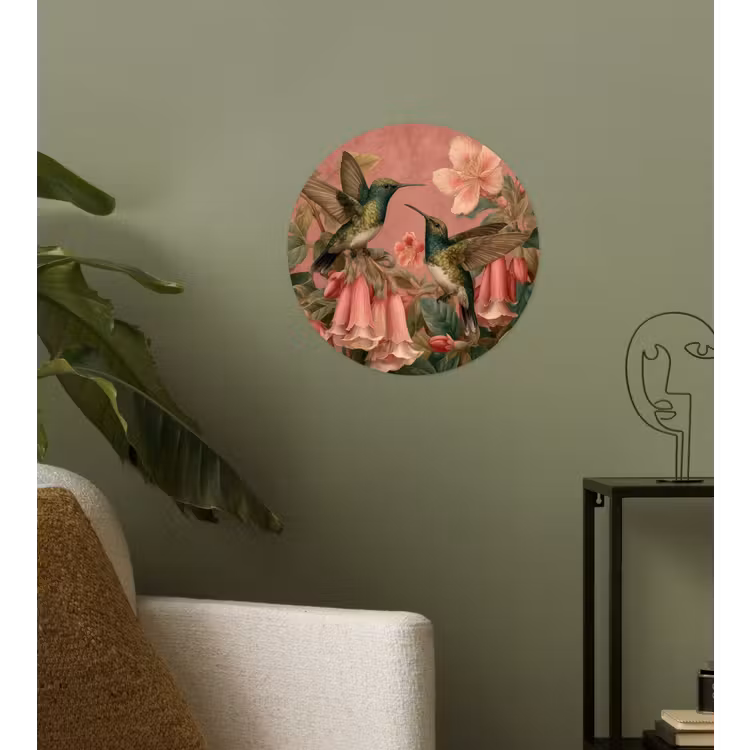 Behangcirkel - Kolibries - Bloemen - Groen - Roze — 3