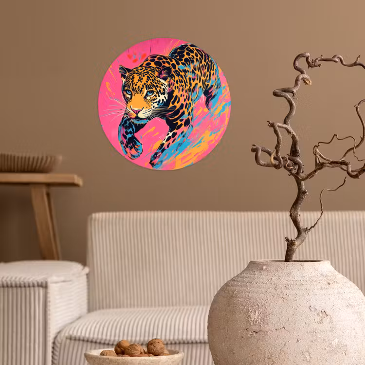Behangcirkel - Luipaard - Roze - Oranje - Blauw - Verf — 2