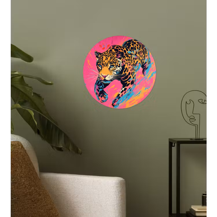 Behangcirkel - Luipaard - Roze - Oranje - Blauw - Verf — 3
