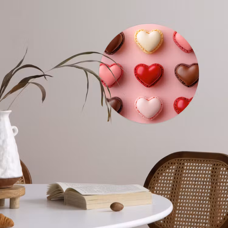 Behangcirkel - Macarons - Hartjes - Kleurrijk - Roze — 4
