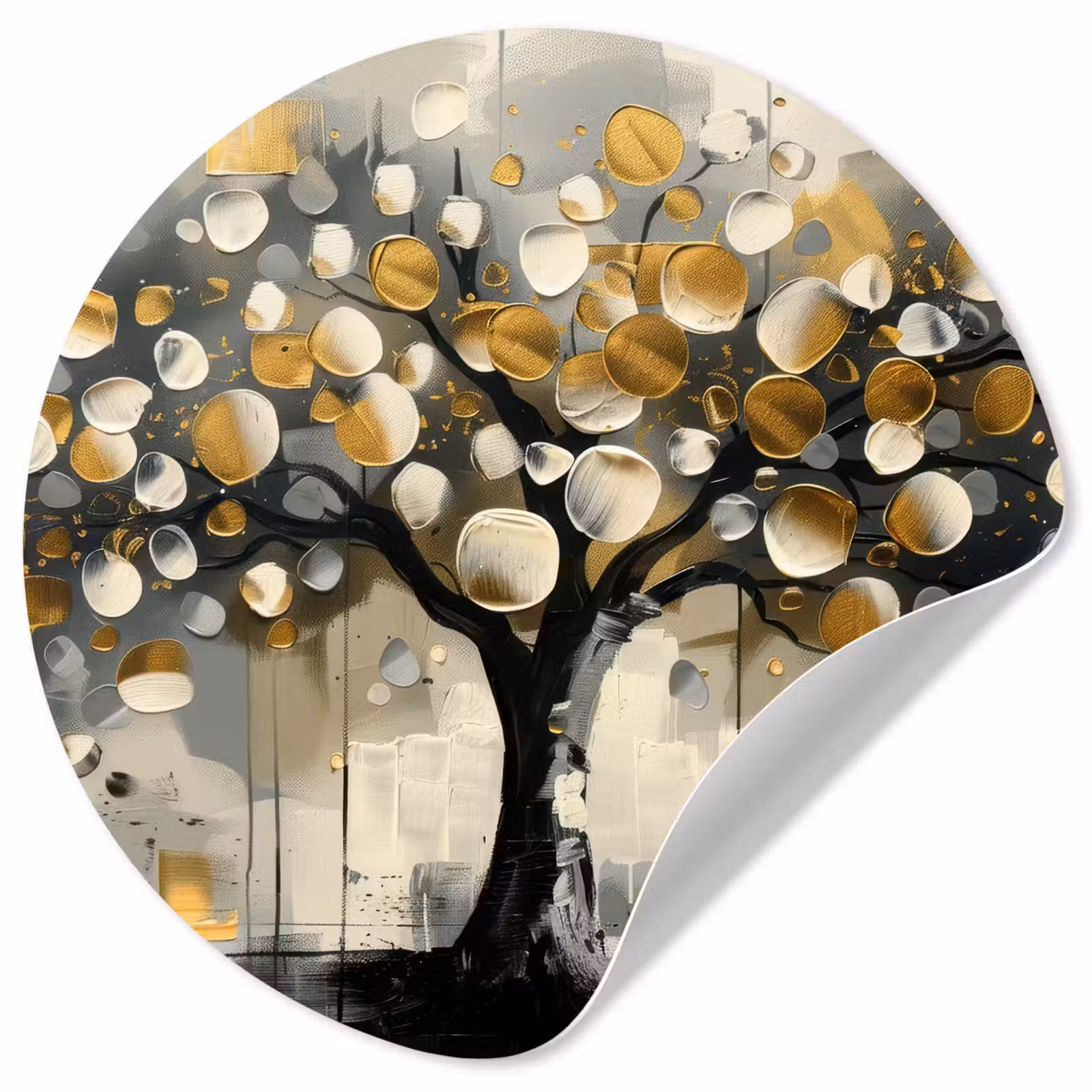 Behangcirkel - Boom - Abstract - Beige - Goud - Zwart — 1