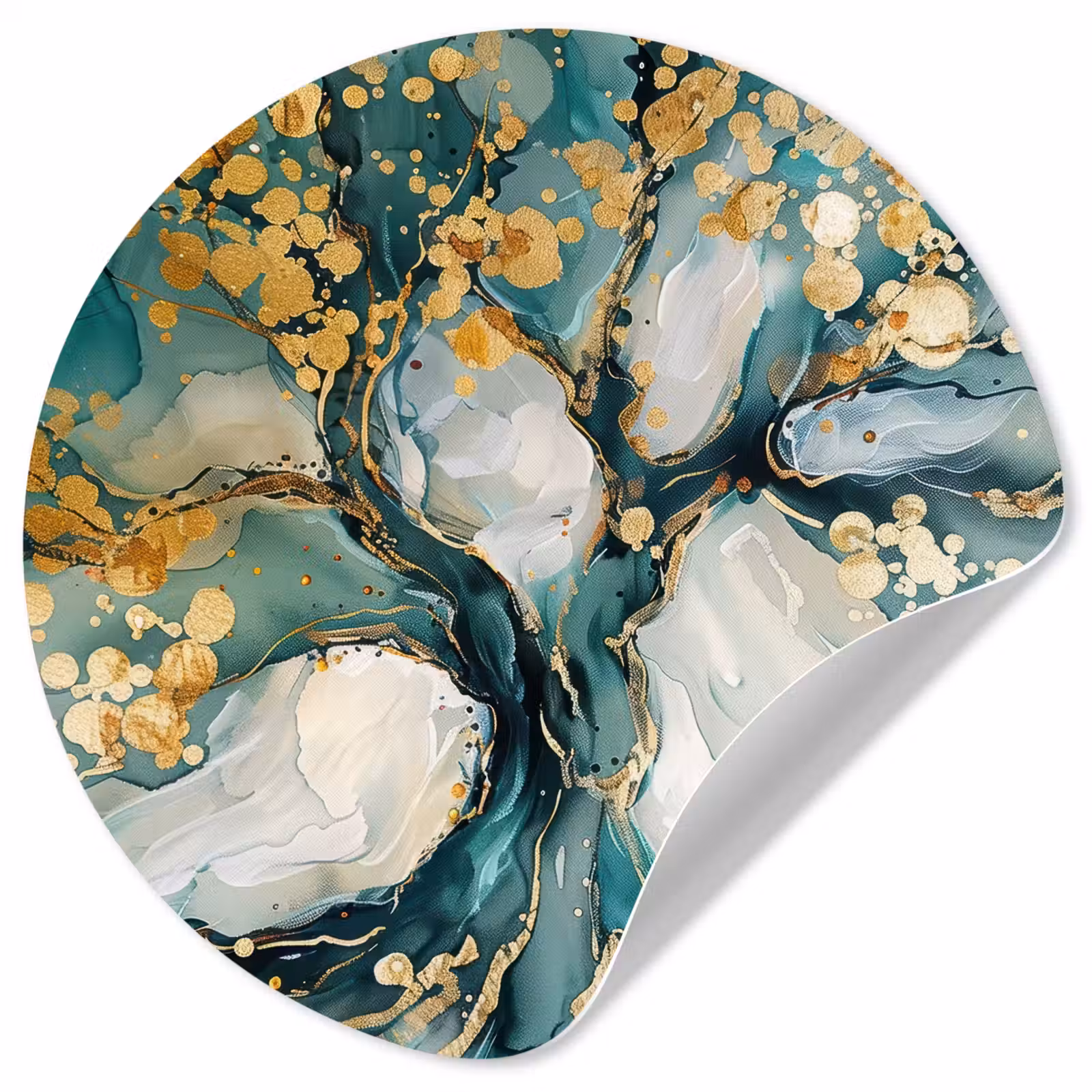 Behangcirkel - Boom - Modern - Verflook - Turquoise - Goud — 1