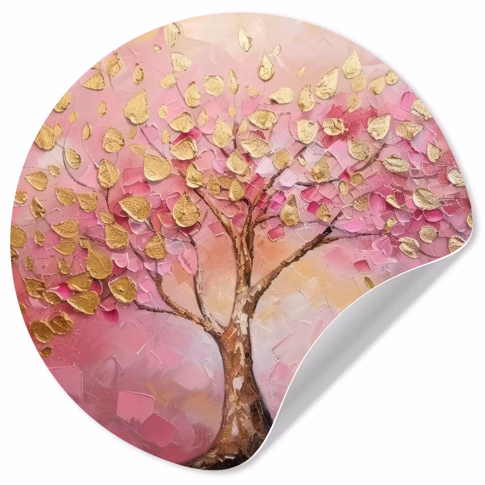 Behangcirkel - Boom - Roze - Goud - Modern — 1