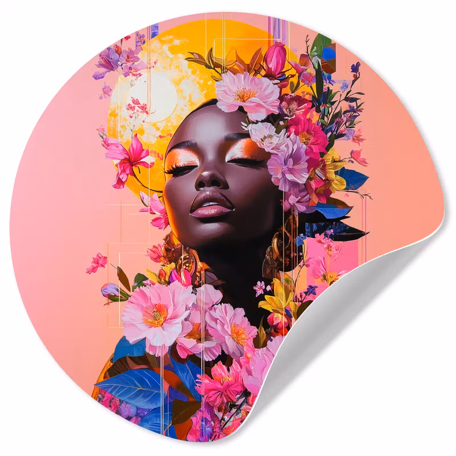 Behangcirkel - Kleurrijk - Bloemen - Vrouw - Zon — 1