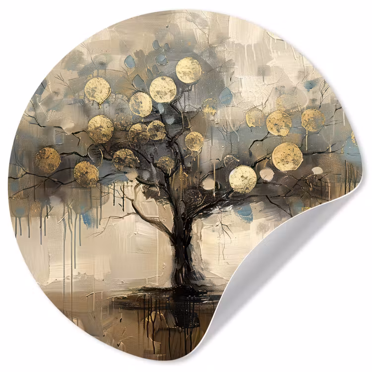 Behangcirkel - Beige - Abstract - Boom - Goud — 1