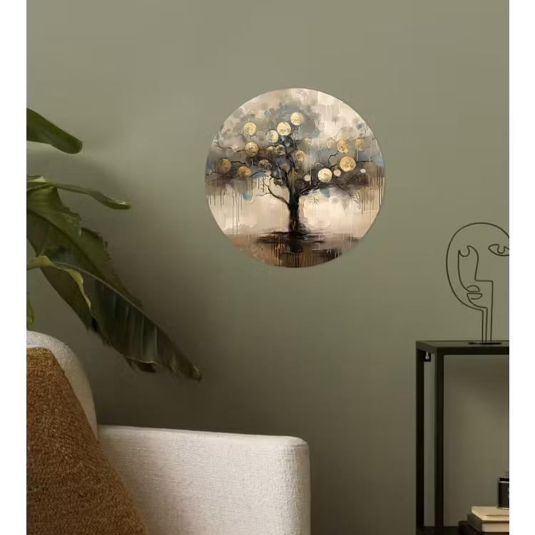 Behangcirkel - Beige - Abstract - Boom - Goud — 3